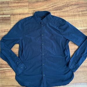 All Saints slim fit Men's Navy Blue Shirt